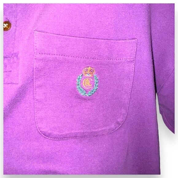 80s Purple Chaps Ralph Lauren L/S Polo Shirt Size M - Picture 3 of 9